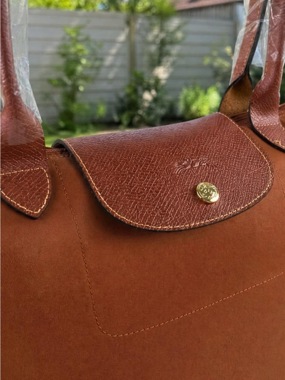Longchamp Brown Nylon Tote with Leather Trim - Picture 3 of 6